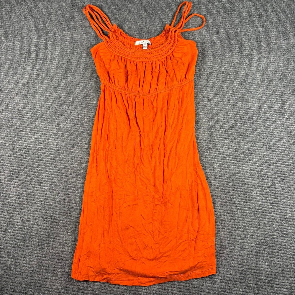 Moa Moa Mini Dress Womens M Orange Excellent Smocked Boho Multi-Strap Sun Dress